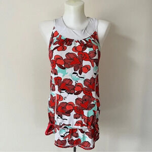 Lululemon Tank Top Silver Bullet Crystal Pink Fatbird Floral Print Athletic Sz S